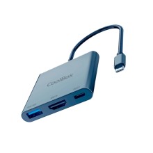 CoolBox MiniDock C31 USB-C - 1x HDMI 4K, 1x USB 3.2 Gen1, 1x USB-C PD - Compatível com PC, MAC e consoles - Alumínio - Cor cinza