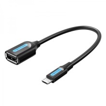 Cabo OTG USB 2.0 Micro-B Macho para USB A Fêmea da Vention - 0,15 m - Pret