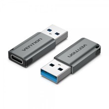 Adaptador Vention USB 3.0 Macho para USB-C Fêmea - Cinza