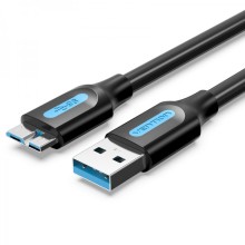 Cabo Vention USB 3.0 Macho para MicroUSB Macho - 1m - 2A 10W 5Gbps - Cor Preta
