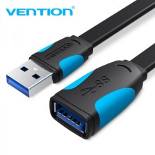 FORA DE ESTOQUE Cabo de extensão plano Vention USB 3.0 macho para USB fêmea - 2 m - Preto e azul
